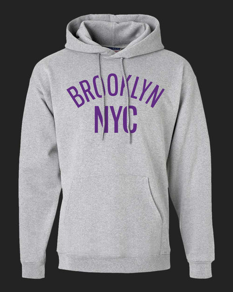 BROOKLYN NYC Hoodie - Light steel - Purple print