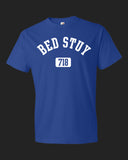 Brooklyn Bed Stuy 718 T-shirt royal blue with white print