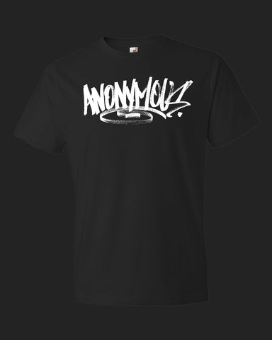 "anonymous" graffiti t-shirt in black 