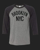 BROOKLYN NYC- Baseball Tee - Black print