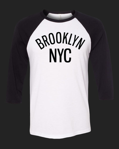BROOKLYN NYC- Baseball Tee - Black print