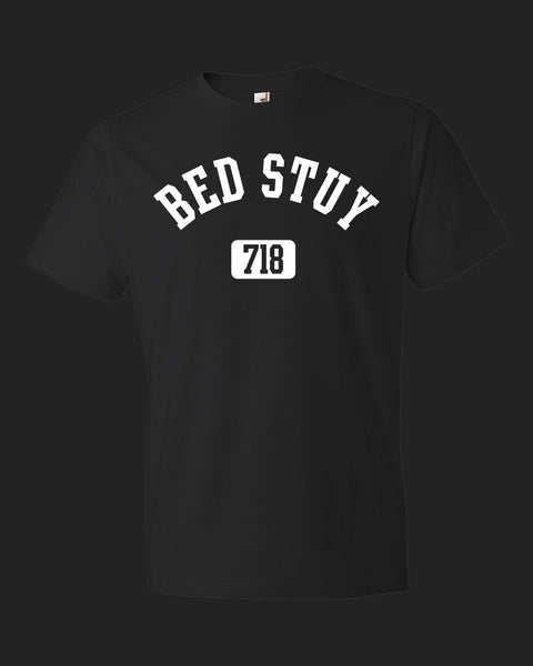 Brooklyn Bed Stuy 718 T- shirt, black with white print