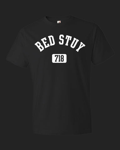 Brooklyn Bed Stuy 718 T- shirt, black with white print
