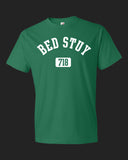 Brooklyn Bed Stuy 718 T-shirt, kelly green with white print