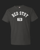 Brooklyn Bed Stuy 718 T-shirt, smoke gray with white print